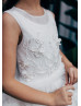 White Lace Tulle Ruffled Beaded Flower Girl Dress